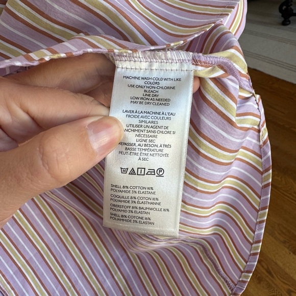 Maeve Puff Sleeve V Neck Stripe Blouse Lavender - Picture 6 of 7